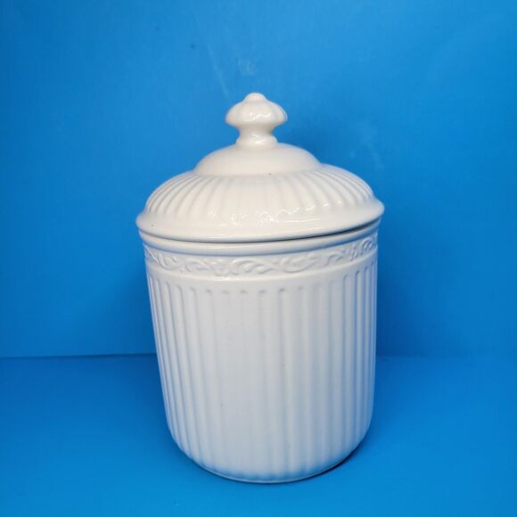 Mikasa Italian Countryside DP900 White 7 1/8  Medium Cannister & Lid EC - Picture 11 of 11